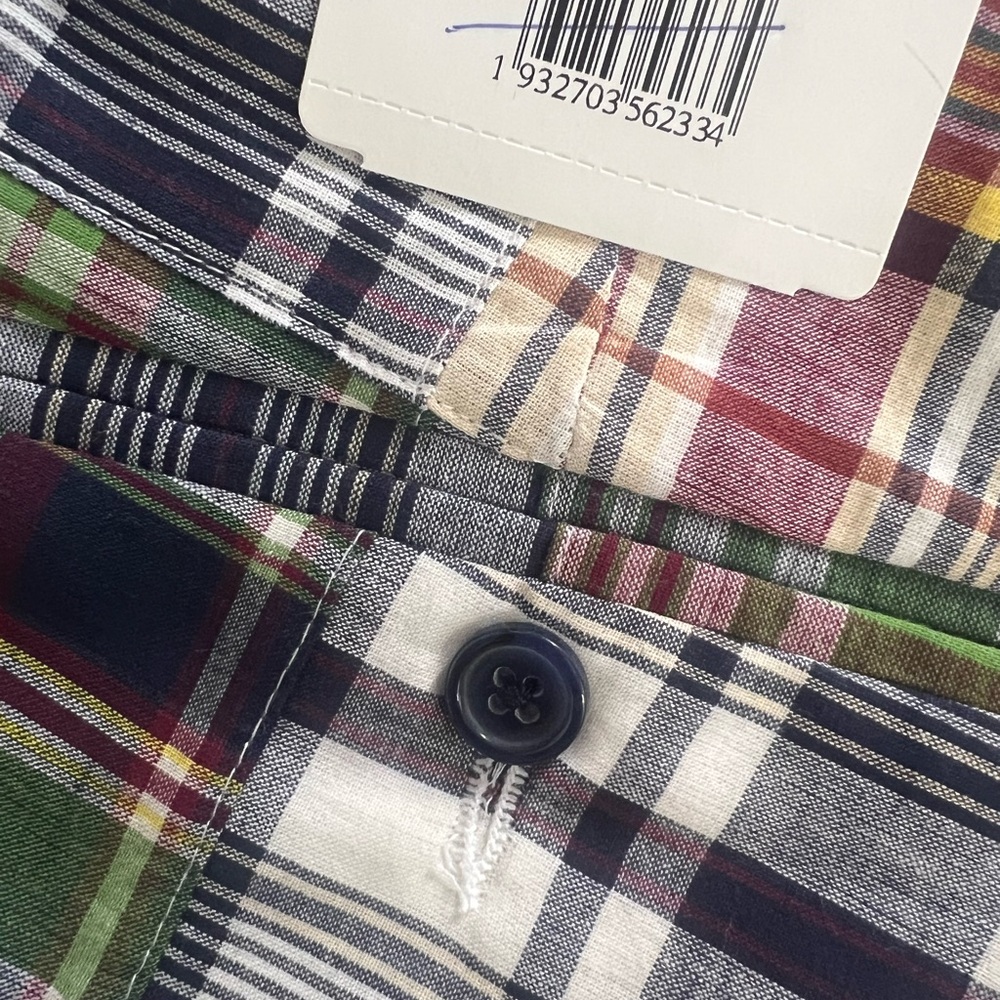 NWT Madras Bermuda Shorts India Cotton Plaid Patchwork Preppy Mens 40 P Fredrick - Picture 4 of 8